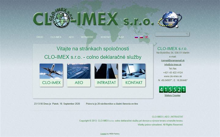 Náhľad webu CLO-IMEX z Martina