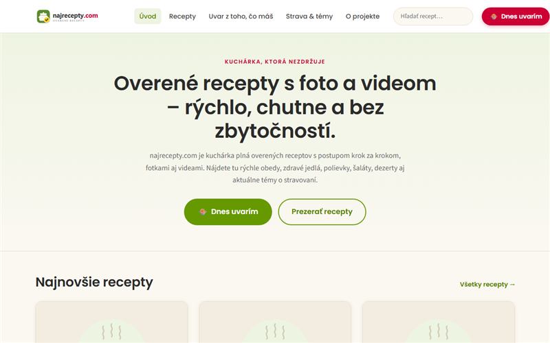 Náhľad webu najrecepty.com