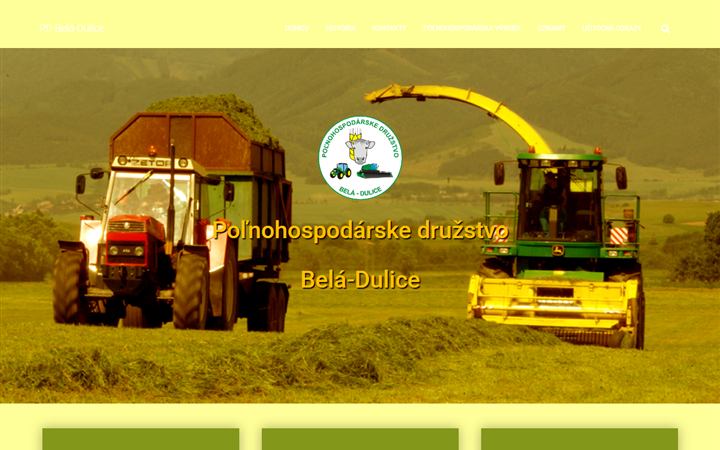 Náhľad webu Poľnohospodárskeho družstva Belá-Dulice